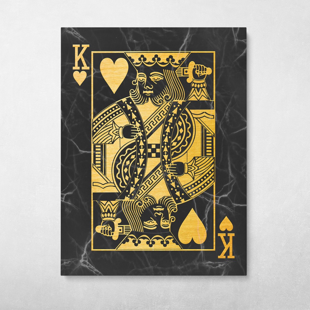King of Hearts Dark Marble (Black/Gold) Wall Art